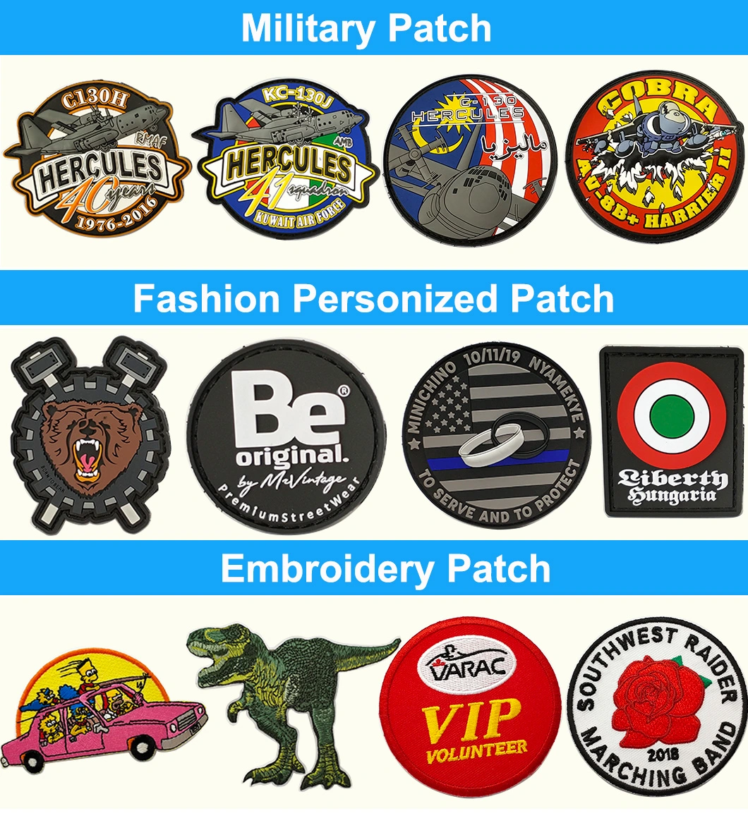 China Maker Custom 3D Fashion Woven Label Garment Accessories Name Tag PVC Uniform Decorative Patch Supplies Design Embroidery Patch