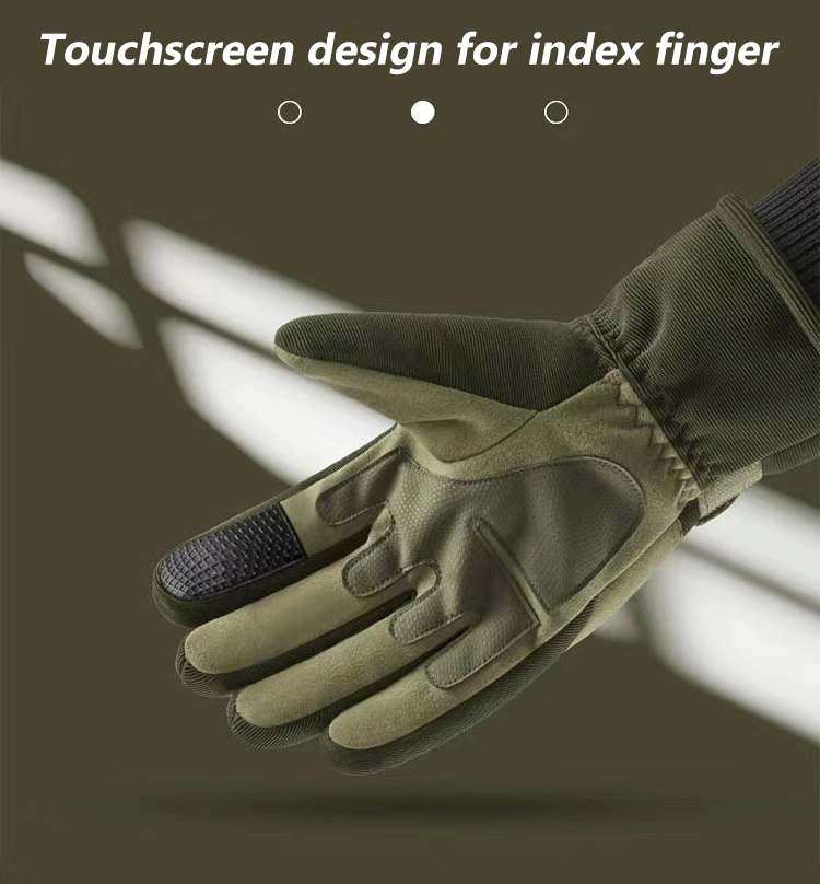 Plush Fleece Thicken Micro-Touch Nylon Green Microfiber Racing Sports Tactical Softshell Glove