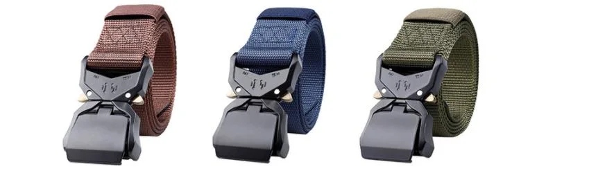 New Zinc Alloy Buckle Tactical Belt Quick Release Snake Buckle Outdoor Belt Wear-Resistant and Durable Nylon Belt