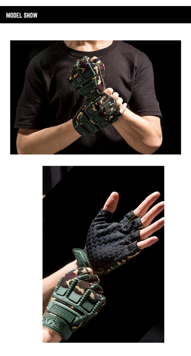 Khaki Outdoor Fitness Gloves Men&prime; S Half Finger Gloves Tactical Protection Gloves