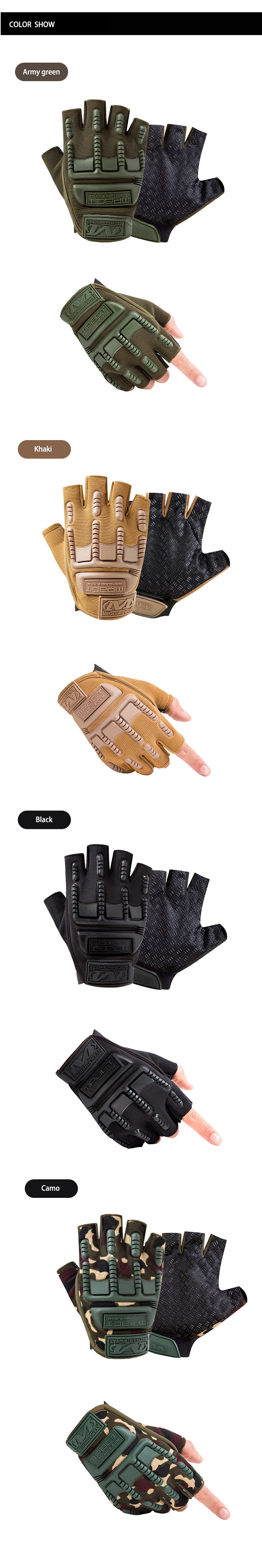 Khaki Outdoor Fitness Gloves Men&prime; S Half Finger Gloves Tactical Protection Gloves