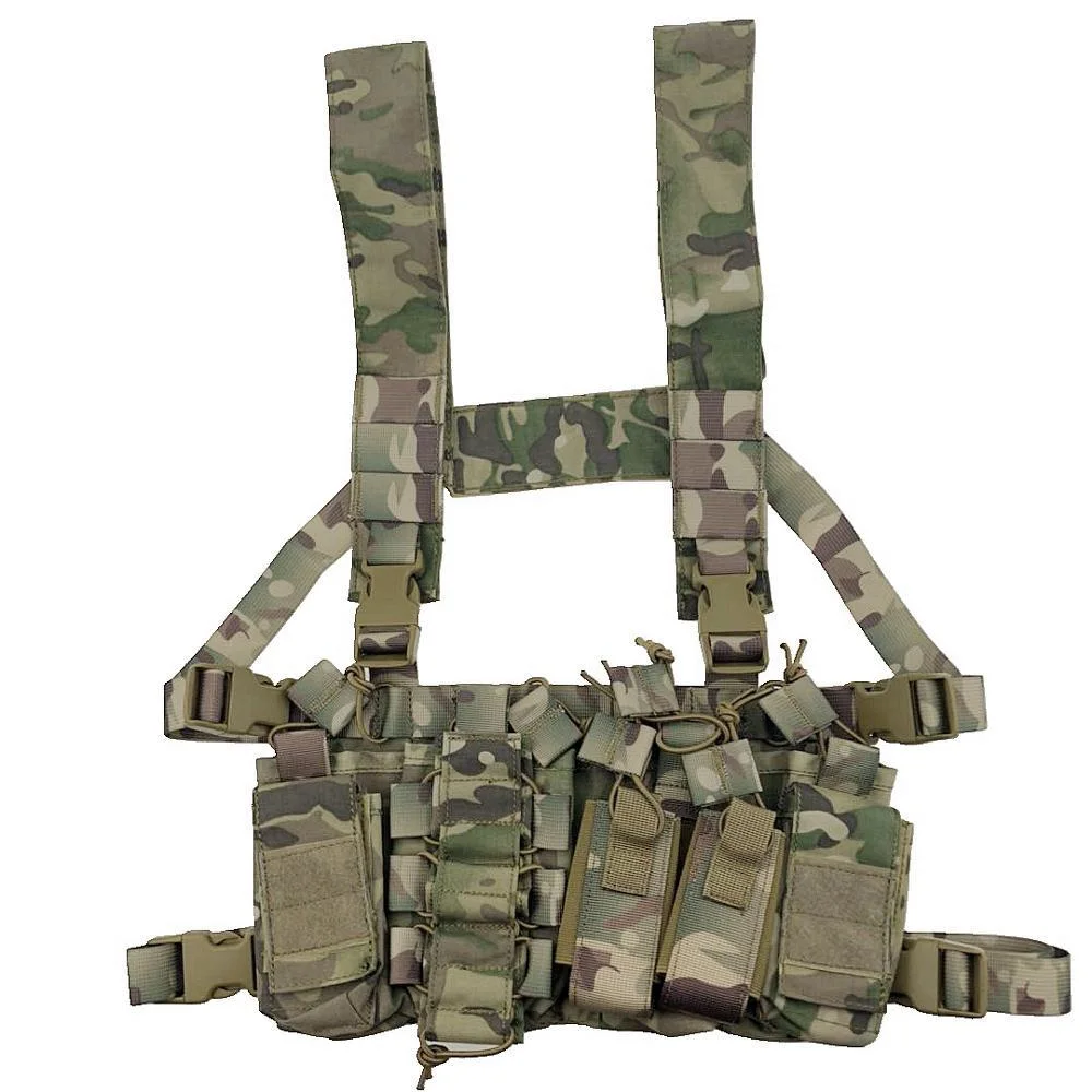 Molle Multicam Tactical Vest Multi-Pockets Recon Tactical Chest Vest Rig with Mag Pouches