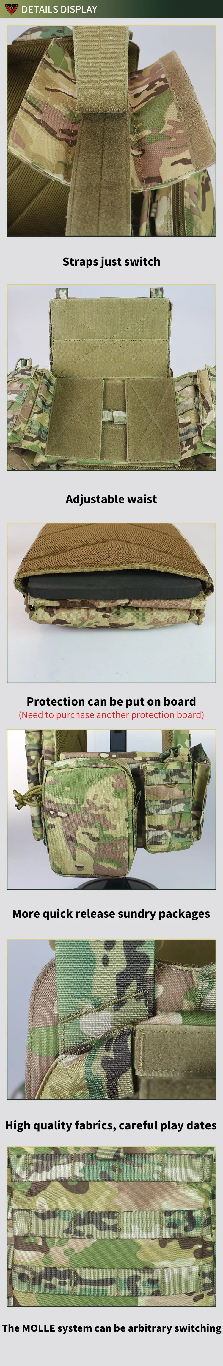 Custom Outdoor Training Military Molle System Special Camouflage Belt Magazine Bag Tactical Vest