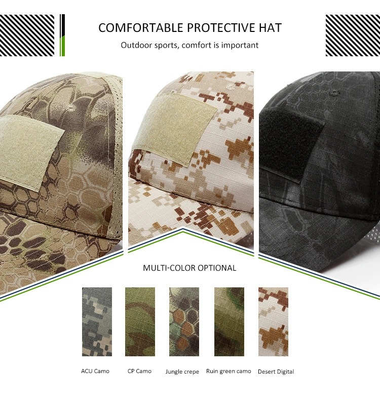 Custom OEM Adjustable Camouflage Baseball Mesh Military Hat Patch Tactical Sport Cap