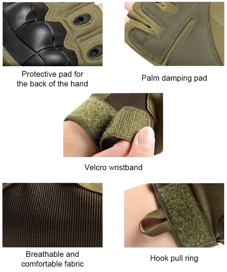 Wholesale Full Half Finger Black Safety Sports Motorcycle Glove Mil-Spec Combat Tactical Gloves