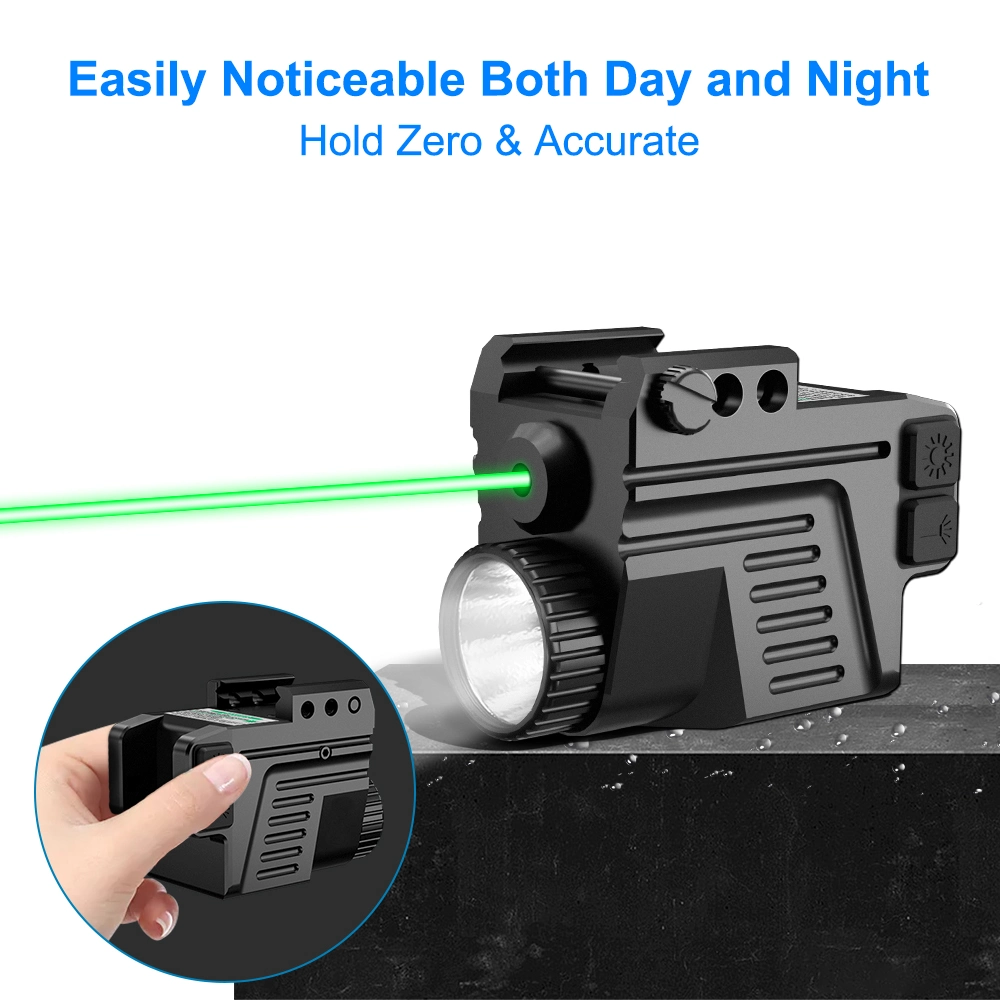 Compact 520nm Green Laser Sight Combo Tactical Flashlight Small Hunting Scope Equipment