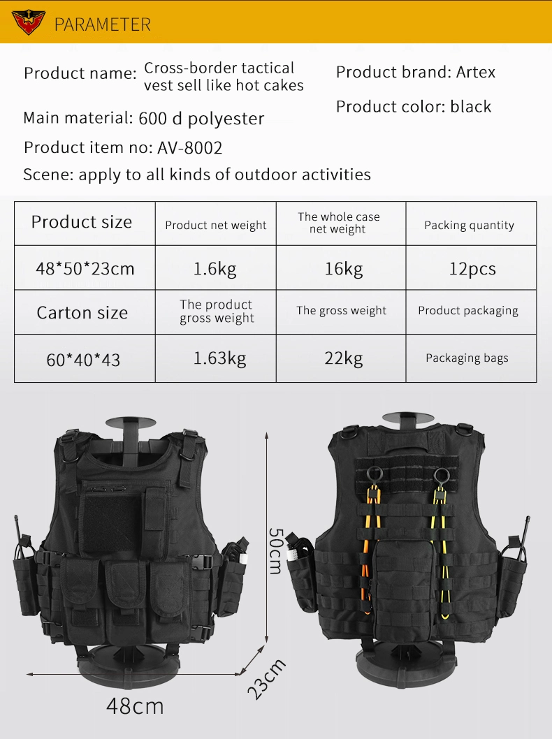 Quick-Release Safety Protective Equipment for Outdoor Military Training Black Camouflage Tactical Vest