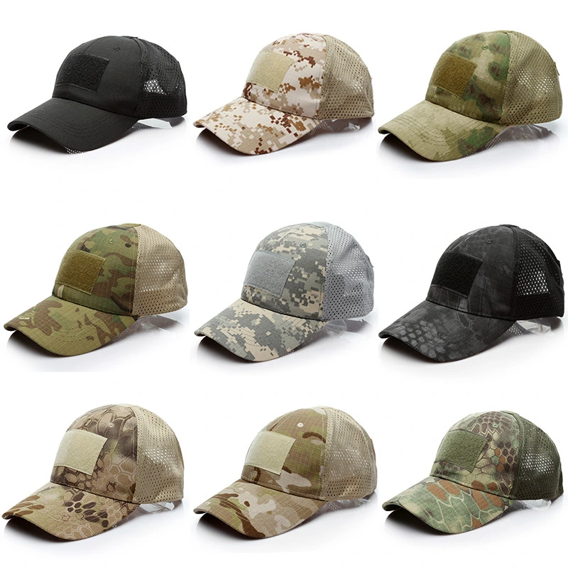 Custom OEM Adjustable Camouflage Baseball Mesh Military Hat Patch Tactical Sport Cap