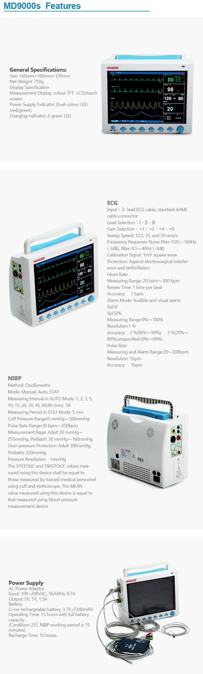 Factory Direct Monitoring First Aid Medical Cardiac Patient Equipment
